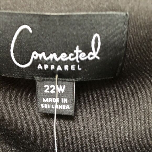 CONNECTED APPAREL WOMEN'S DRESS BLACK PLUS SIZE 22W CAP SLEEVEJERSEY SHEATH - Picture 9 of 9